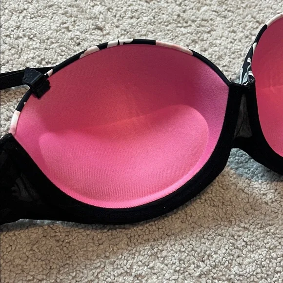 VS PINK Floral Adjustable Black Bra 32 DD - Picture 5 of 5